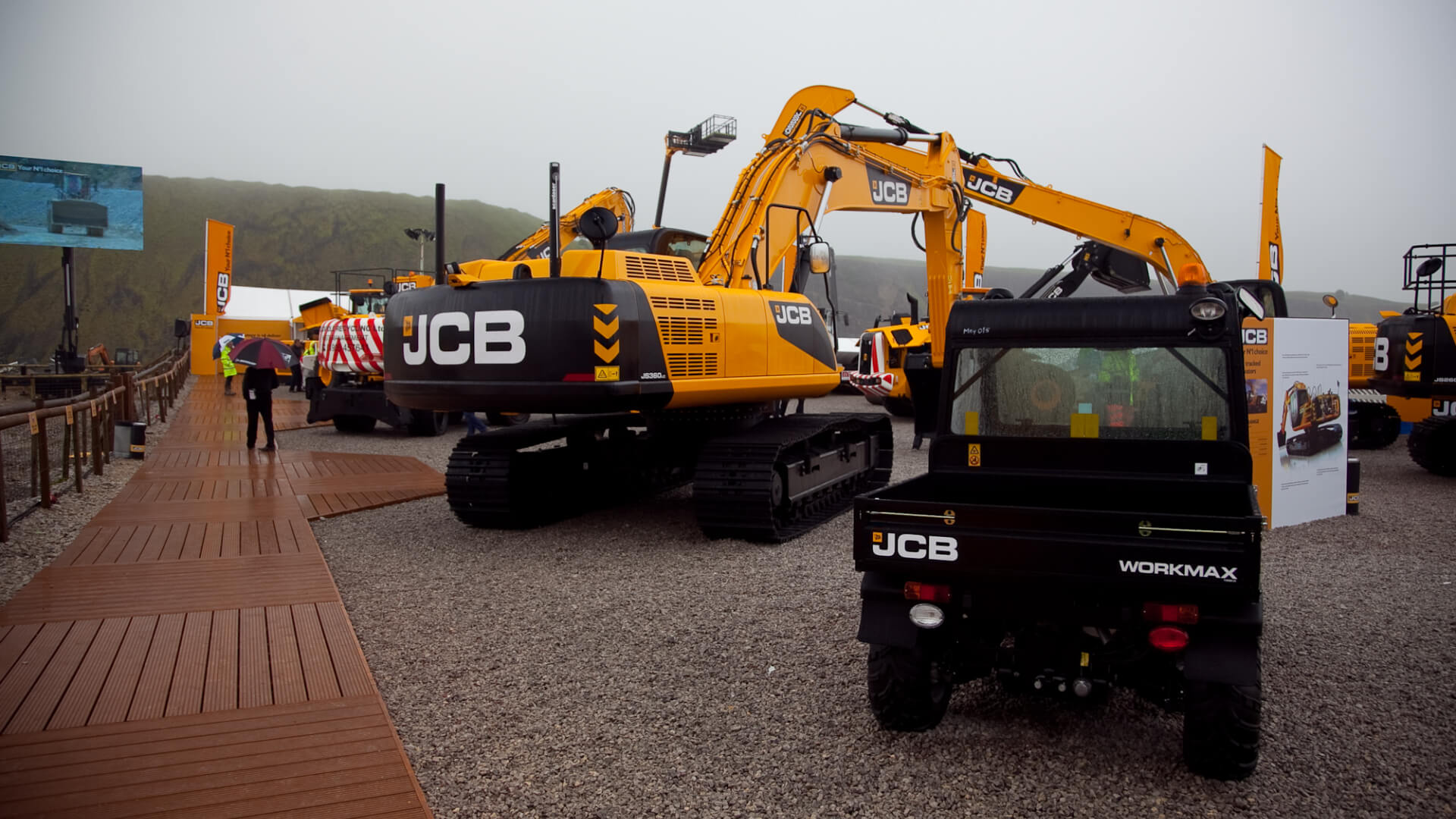 jcb machinery on display outside