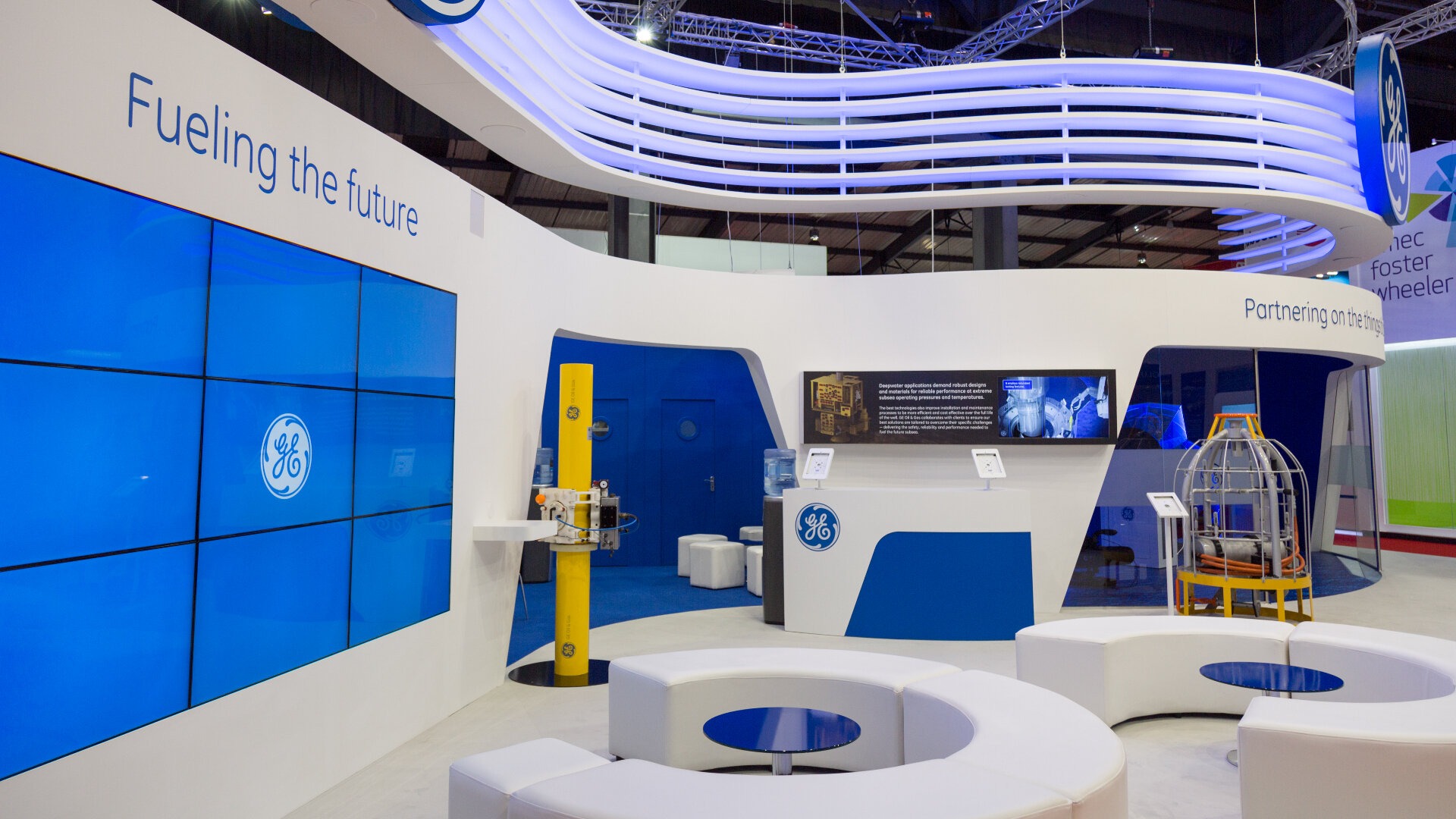 presentation area with seating at the ge offshore exhibition