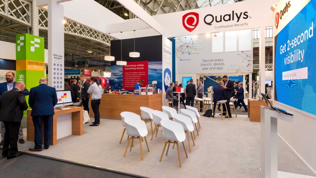 presentation stand and seating at the qualys exhibition