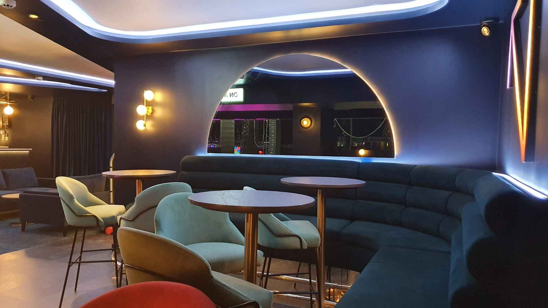 ao arena's executive lounge refit with bespoke seating, tables and lighting